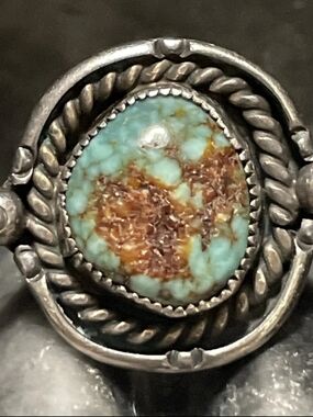 Turquoise and Copper Stone Sterling Silver Women's Ring